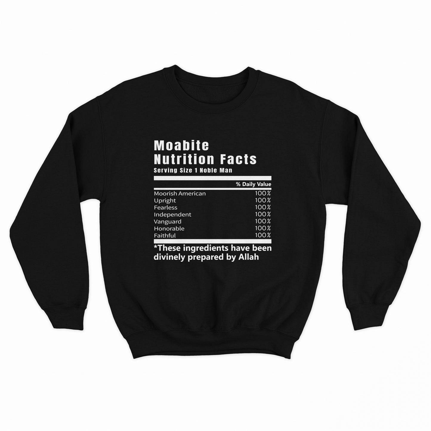 Moabite Nutrition Facts Sweatshirt